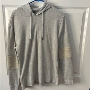 Men's Lightweight Hooded Waffle Knit Long-Sleeve Shirt - Light Gray